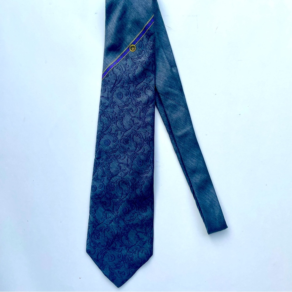 Versace silk tie- dark grey